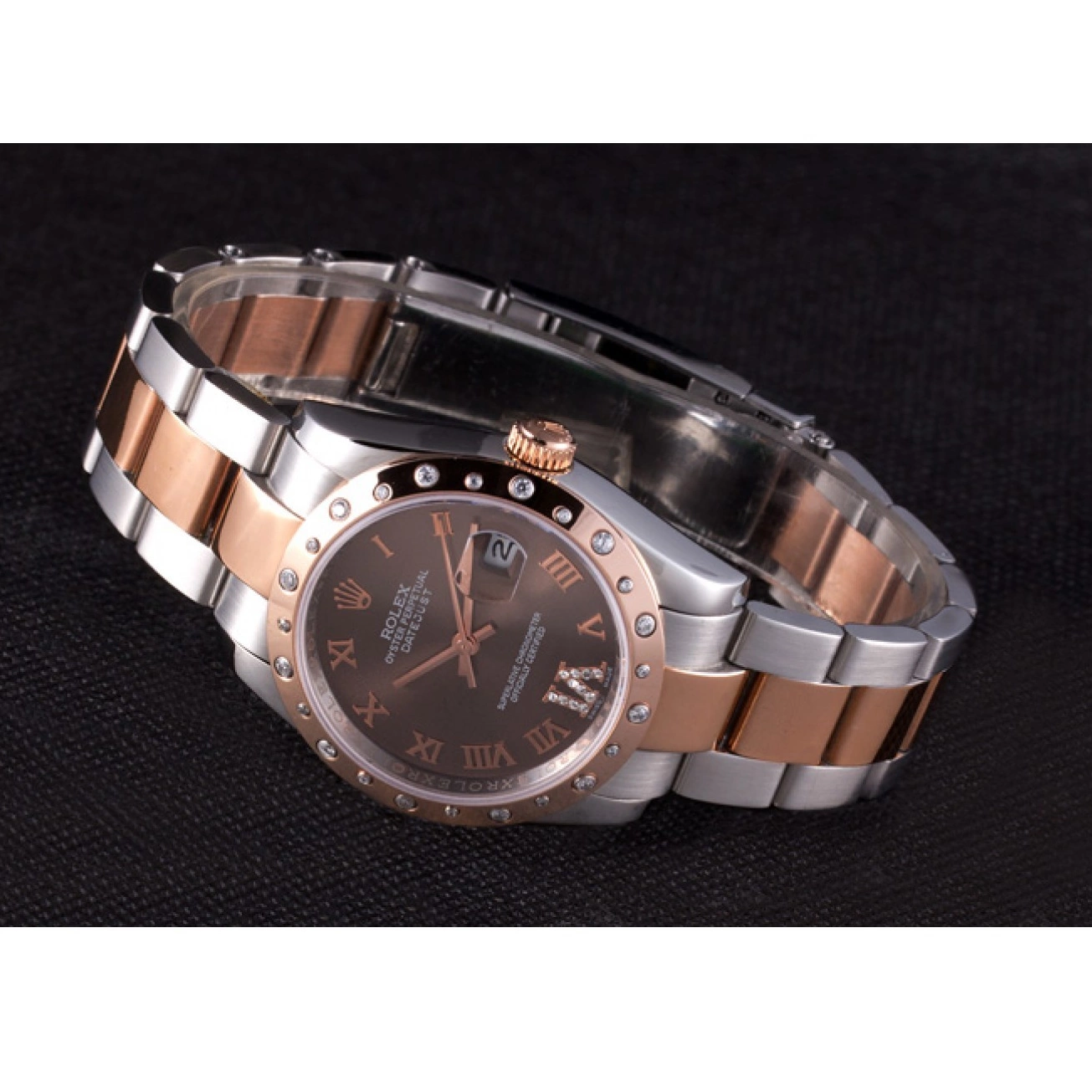 AAA replica watch Bezel Dial 7465 Brown Datejust Rolex Diamond 0726
